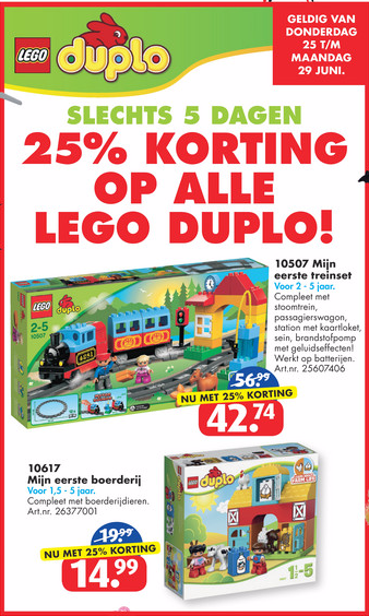 Lego en Duplo 25 procent korting
